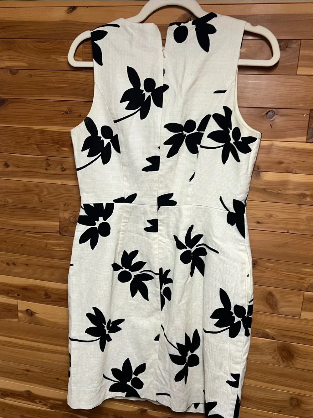 J. Crew White Sleeveless Sheath Dress with Black Floral Print - Picture 3 of 3